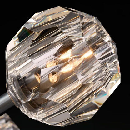 Crystal Globe Wall Sconce Light Fixture Brass Hardware 28 Inch Tall Dimmable for Hallway Bedroom Entryway Dining Room