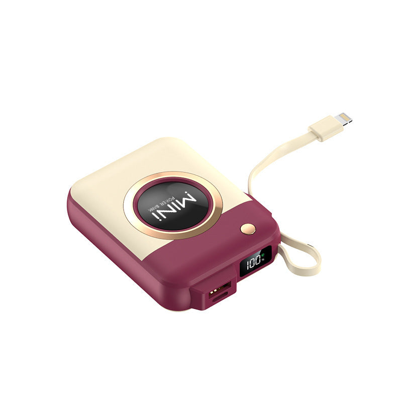 Cargador portátil Ortekor | El mejor banco de energía con cable de carga integrado | Mini batería externa portátil para iPhone, Samsung y Android