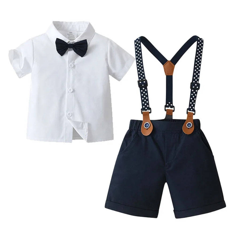 Boys Formal 3-Piece Suit Set with Shirt, Vest, Pants & Bow Tie for Weddings, Parties, Special Occasions | Toddler Kids Dress Outfit