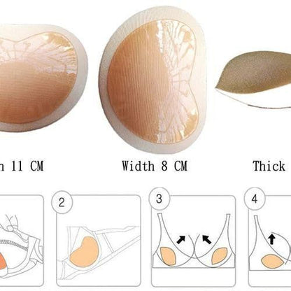 Swimsuit Insert Pads with Adhesive Back for Bikini Tops & Bras | Waterproof Push-Up Foam Enhancers for Women | Reusable Breathable Cups