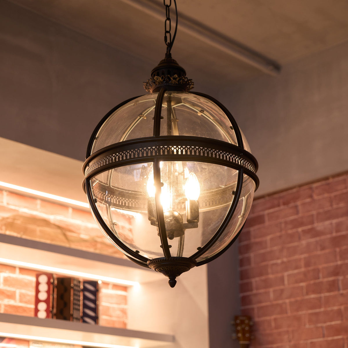 Lámpara de techo con pantalla de cristal esférica, casquillo E12, instalación cableada, luminaria colgante para mesa de comedor, isla de cocina, rincón de desayuno, estilo granja moderno