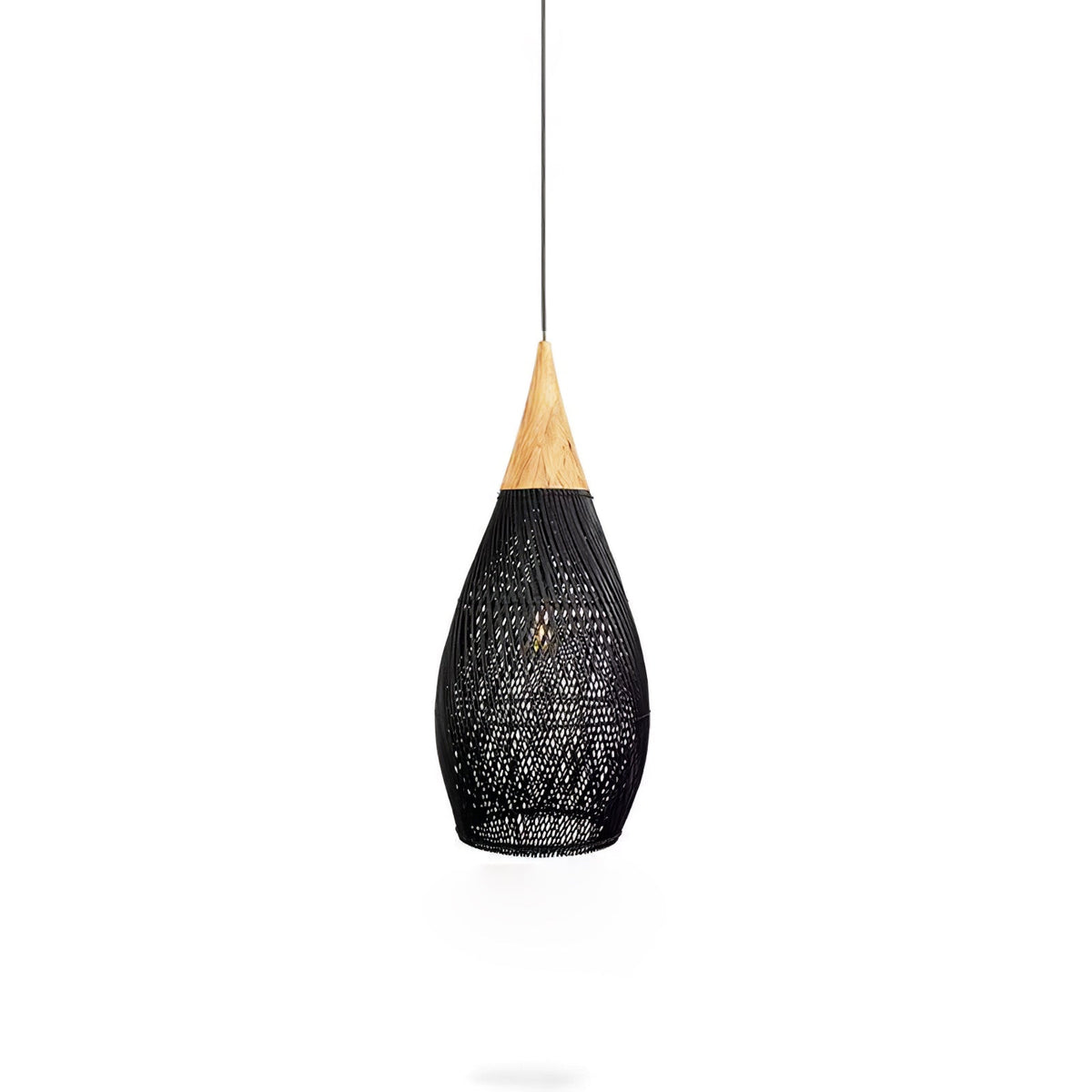 Handwoven Rattan Ceiling Light Fixture for Dining Room and Kitchen Island Over Table Adjustable Drop Natural Fiber Pendant Shade Wood Metal