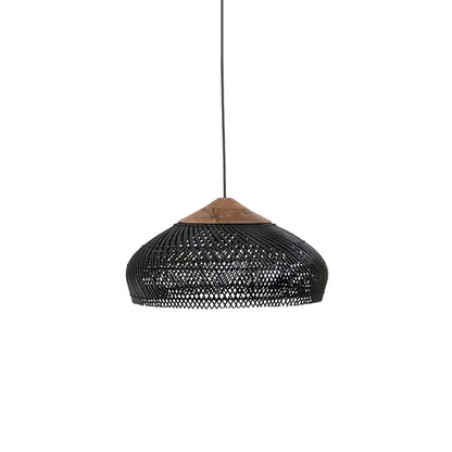 Handwoven Rattan Ceiling Light Fixture for Dining Room and Kitchen Island Over Table Adjustable Drop Natural Fiber Pendant Shade Wood Metal