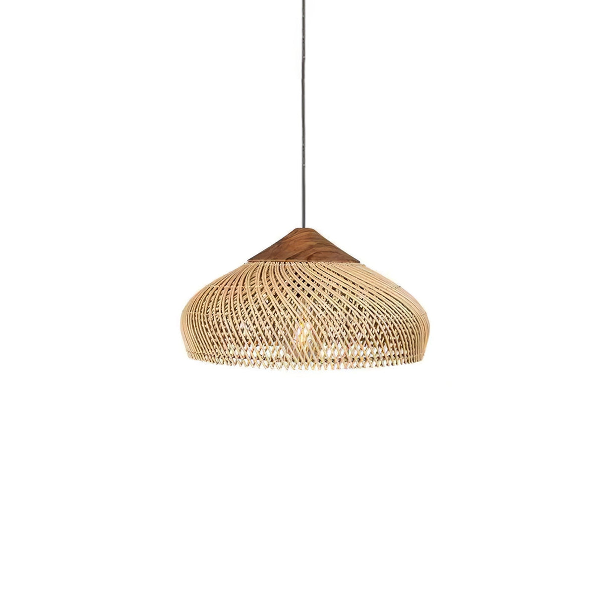Handwoven Rattan Ceiling Light Fixture for Dining Room and Kitchen Island Over Table Adjustable Drop Natural Fiber Pendant Shade Wood Metal