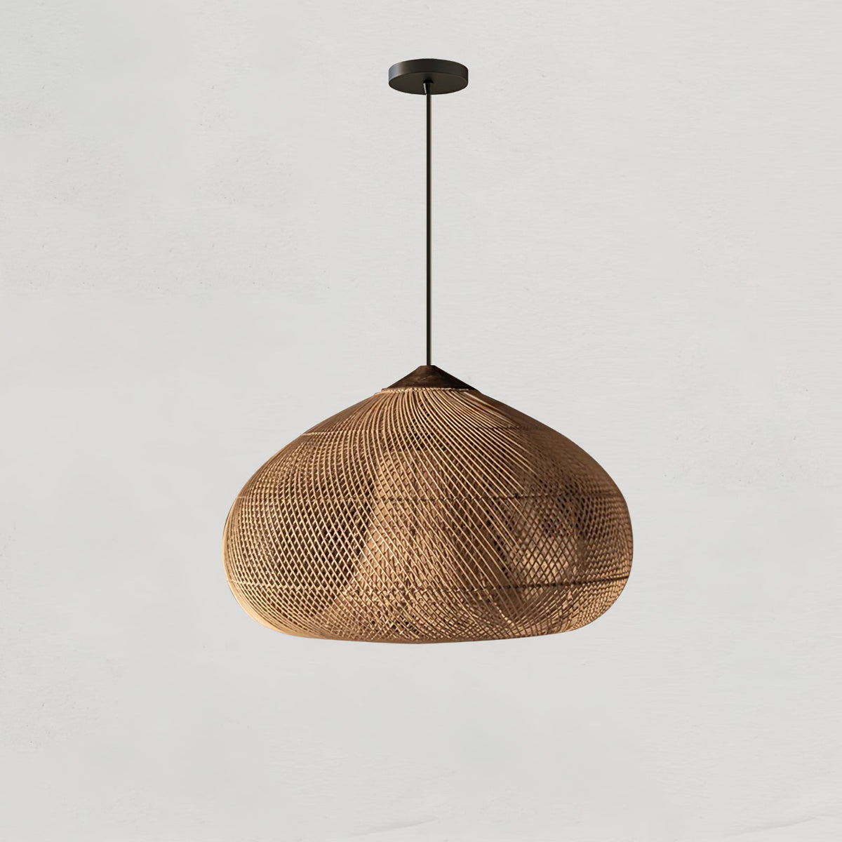 Handwoven Rattan Ceiling Light Fixture for Dining Room and Kitchen Island Over Table Adjustable Drop Natural Fiber Pendant Shade Wood Metal