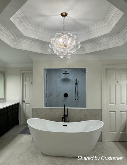 Multi-Globe Textured Glass Ceiling Fixture with Adjustable Chain Hardwired Dimmable Lighting for Dining Room Entryway Bedroom