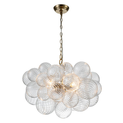 Multi-Globe Textured Glass Ceiling Fixture with Adjustable Chain Hardwired Dimmable Lighting for Dining Room Entryway Bedroom