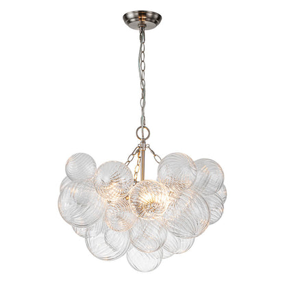 Multi-Globe Textured Glass Ceiling Fixture with Adjustable Chain Hardwired Dimmable Lighting for Dining Room Entryway Bedroom