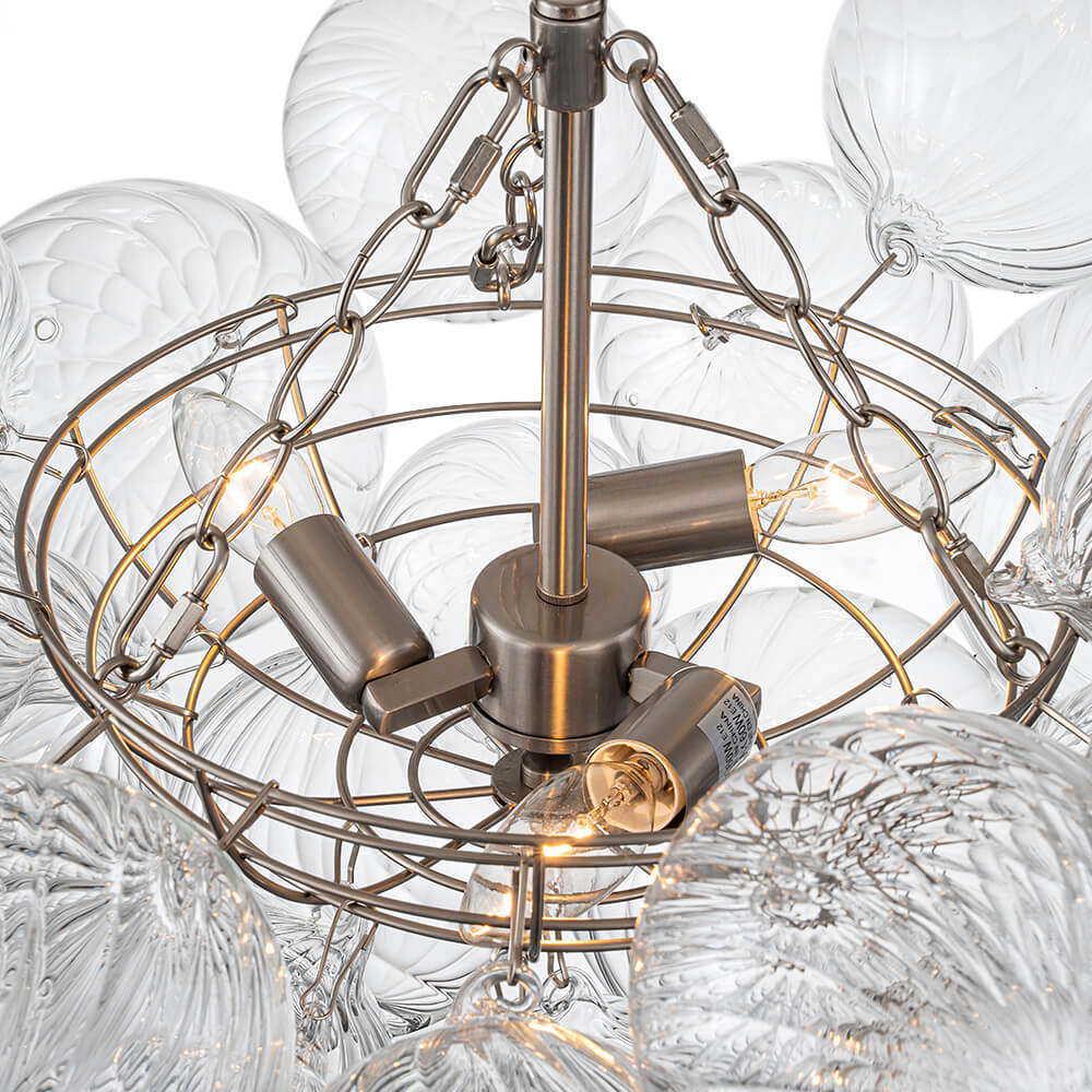 Multi-Globe Textured Glass Ceiling Fixture with Adjustable Chain Hardwired Dimmable Lighting for Dining Room Entryway Bedroom