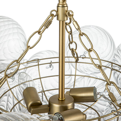 Multi-Globe Textured Glass Ceiling Fixture with Adjustable Chain Hardwired Dimmable Lighting for Dining Room Entryway Bedroom