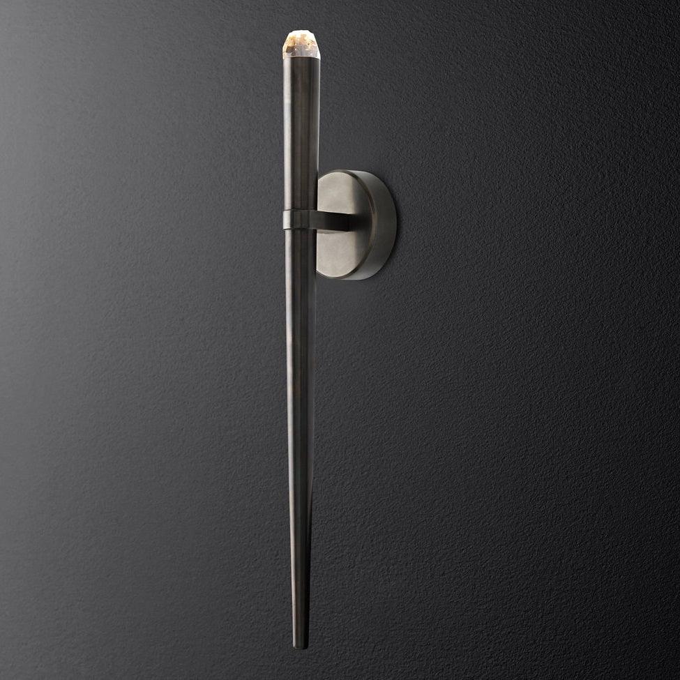 Aplique de pared LED cónico de latón de 15 pulgadas, luz de lectura vertical, iluminación para pasillo, dormitorio, montaje de metal moderno y minimalista, acento decorativo