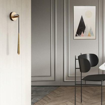 Aplique de pared LED cónico de latón de 15 pulgadas, luz de lectura vertical, iluminación para pasillo, dormitorio, montaje de metal moderno y minimalista, acento decorativo