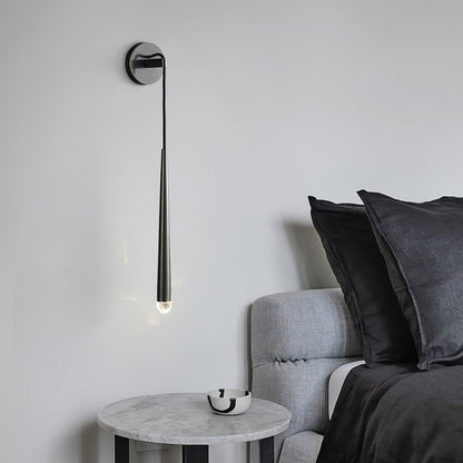 Aplique de pared LED cónico de latón de 15 pulgadas, luz de lectura vertical, iluminación para pasillo, dormitorio, montaje de metal moderno y minimalista, acento decorativo
