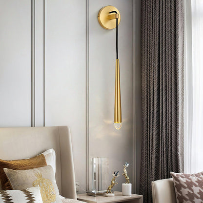 Aplique de pared LED cónico de latón de 15 pulgadas, luz de lectura vertical, iluminación para pasillo, dormitorio, montaje de metal moderno y minimalista, acento decorativo