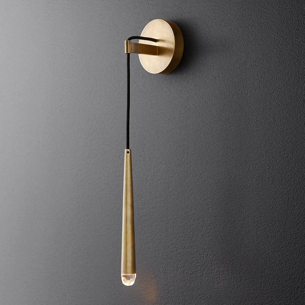 Aplique de pared LED cónico de latón de 15 pulgadas, luz de lectura vertical, iluminación para pasillo, dormitorio, montaje de metal moderno y minimalista, acento decorativo