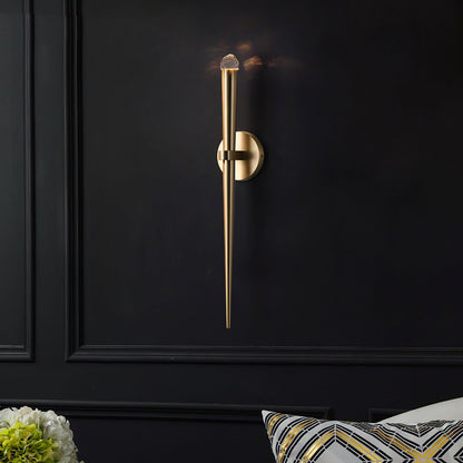Aplique de pared LED cónico de latón de 15 pulgadas, luz de lectura vertical, iluminación para pasillo, dormitorio, montaje de metal moderno y minimalista, acento decorativo