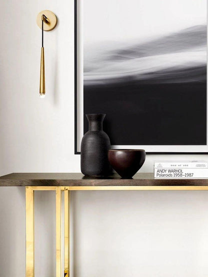 Aplique de pared LED cónico de latón de 15 pulgadas, luz de lectura vertical, iluminación para pasillo, dormitorio, montaje de metal moderno y minimalista, acento decorativo