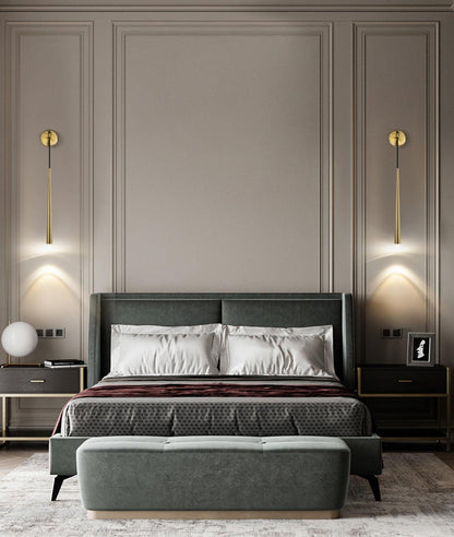 Aplique de pared LED cónico de latón de 15 pulgadas, luz de lectura vertical, iluminación para pasillo, dormitorio, montaje de metal moderno y minimalista, acento decorativo