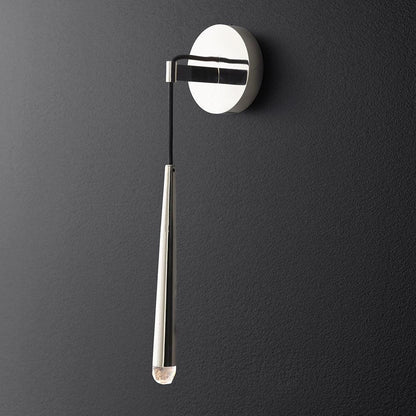 Aplique de pared LED cónico de latón de 15 pulgadas, luz de lectura vertical, iluminación para pasillo, dormitorio, montaje de metal moderno y minimalista, acento decorativo