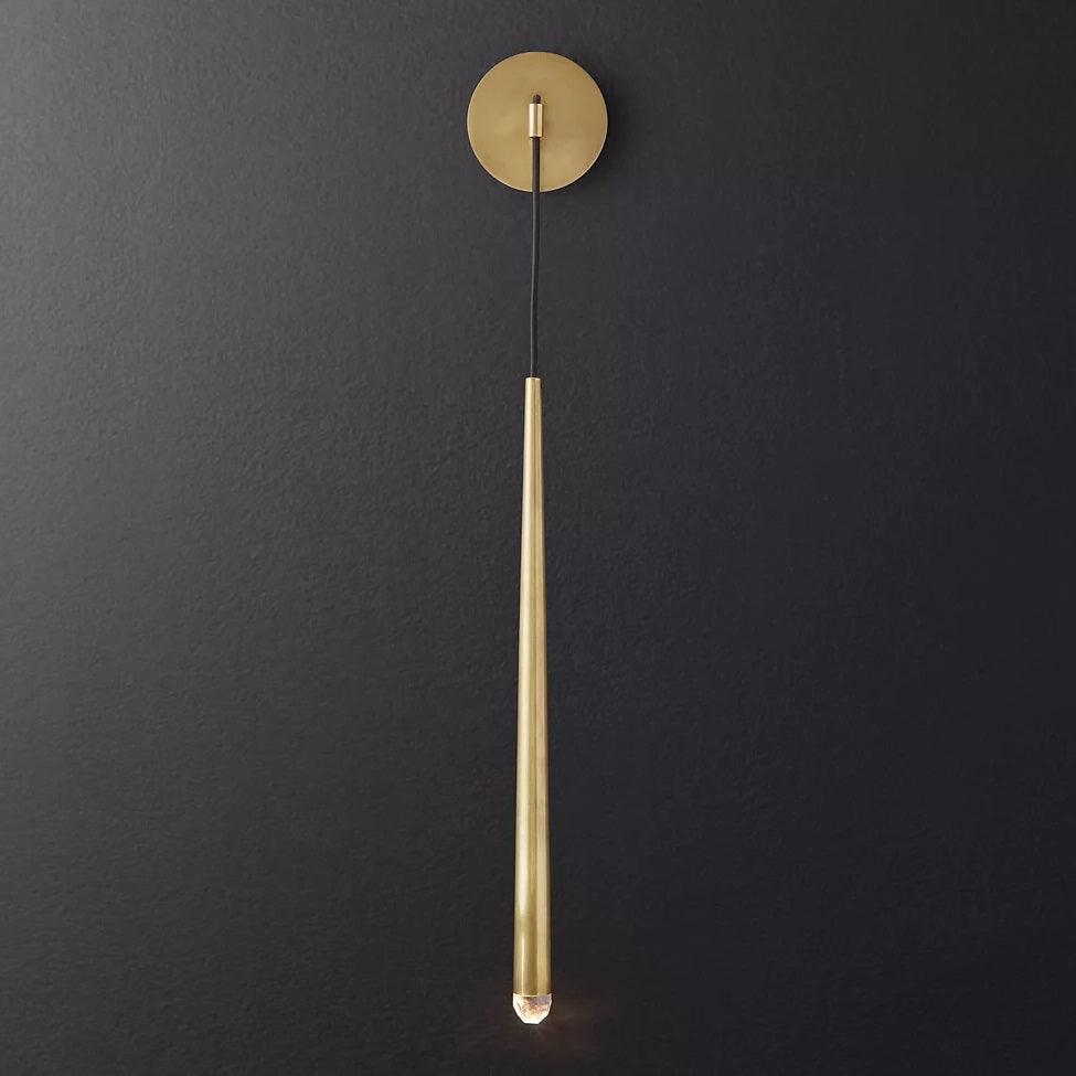 Aplique de pared LED cónico de latón de 15 pulgadas, luz de lectura vertical, iluminación para pasillo, dormitorio, montaje de metal moderno y minimalista, acento decorativo