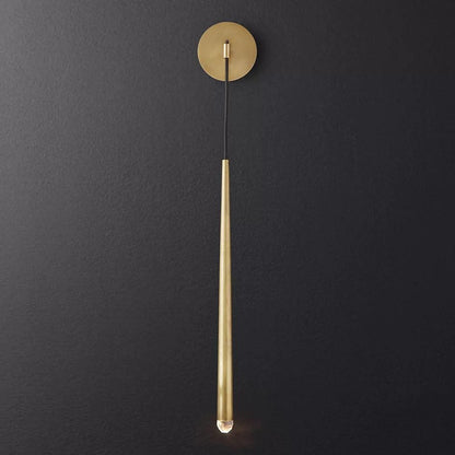 Aplique de pared LED cónico de latón de 15 pulgadas, luz de lectura vertical, iluminación para pasillo, dormitorio, montaje de metal moderno y minimalista, acento decorativo
