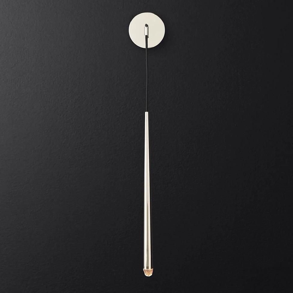 Aplique de pared LED cónico de latón de 15 pulgadas, luz de lectura vertical, iluminación para pasillo, dormitorio, montaje de metal moderno y minimalista, acento decorativo