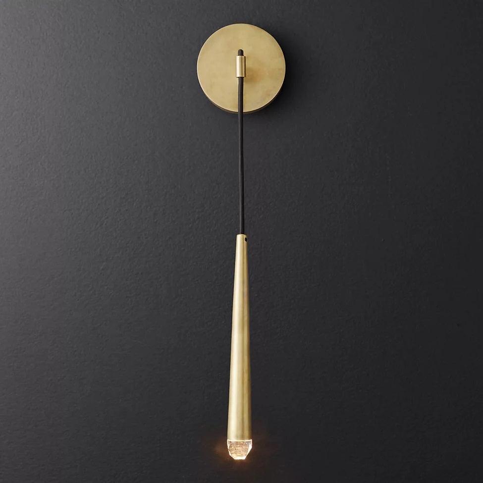 Aplique de pared LED cónico de latón de 15 pulgadas, luz de lectura vertical, iluminación para pasillo, dormitorio, montaje de metal moderno y minimalista, acento decorativo