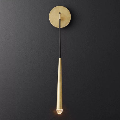 Aplique de pared LED cónico de latón de 15 pulgadas, luz de lectura vertical, iluminación para pasillo, dormitorio, montaje de metal moderno y minimalista, acento decorativo