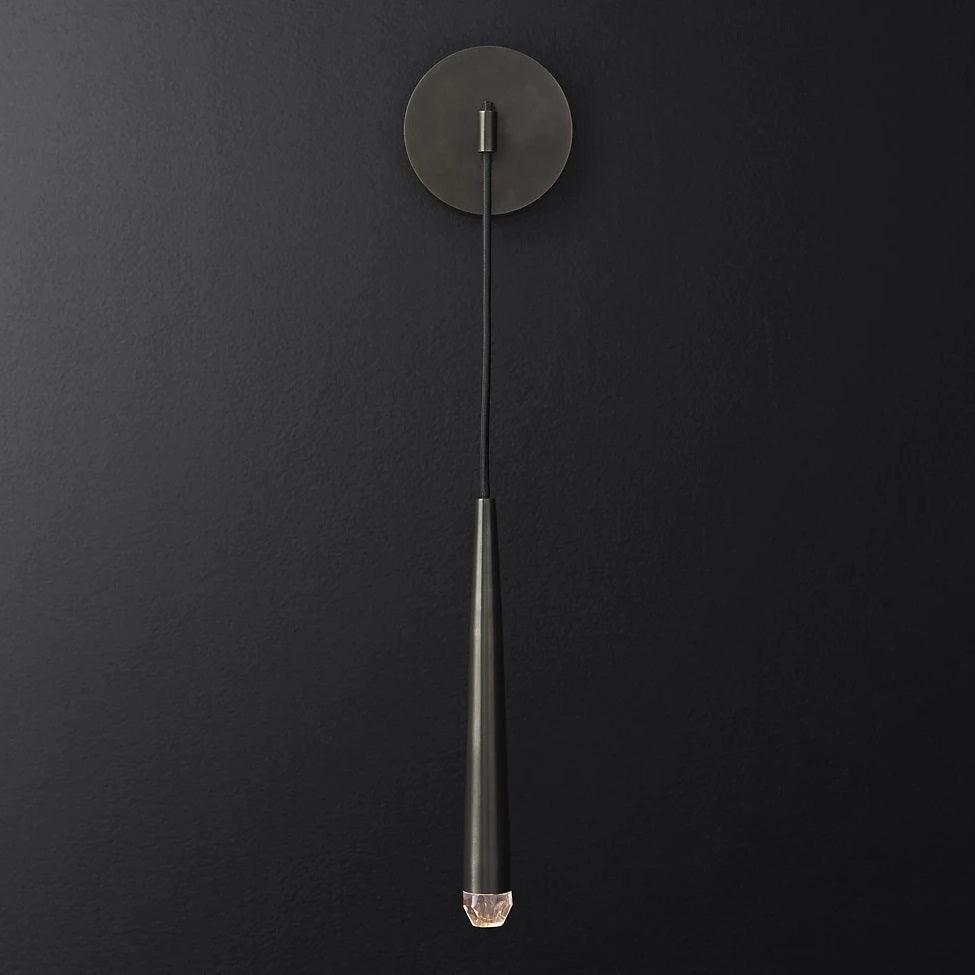 Aplique de pared LED cónico de latón de 15 pulgadas, luz de lectura vertical, iluminación para pasillo, dormitorio, montaje de metal moderno y minimalista, acento decorativo