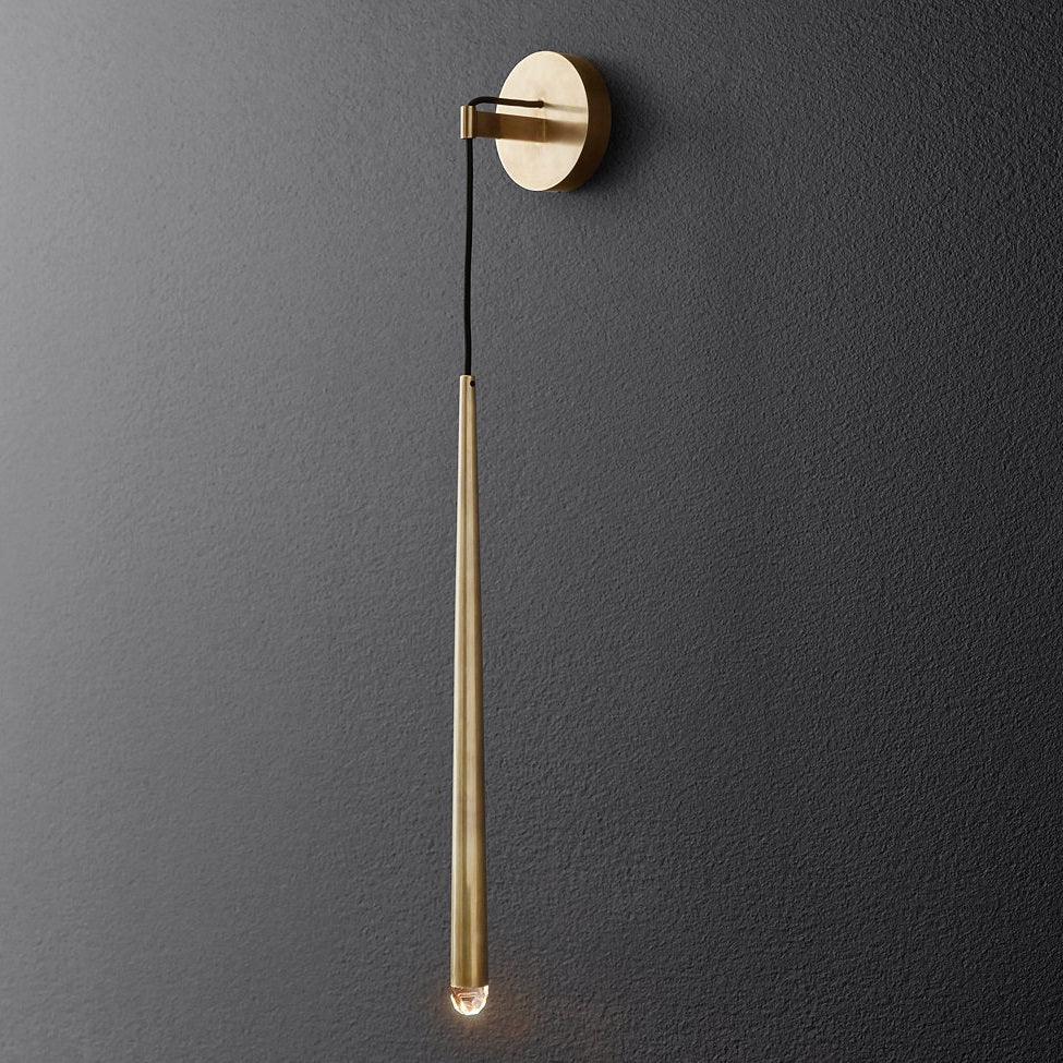 Aplique de pared LED cónico de latón de 15 pulgadas, luz de lectura vertical, iluminación para pasillo, dormitorio, montaje de metal moderno y minimalista, acento decorativo