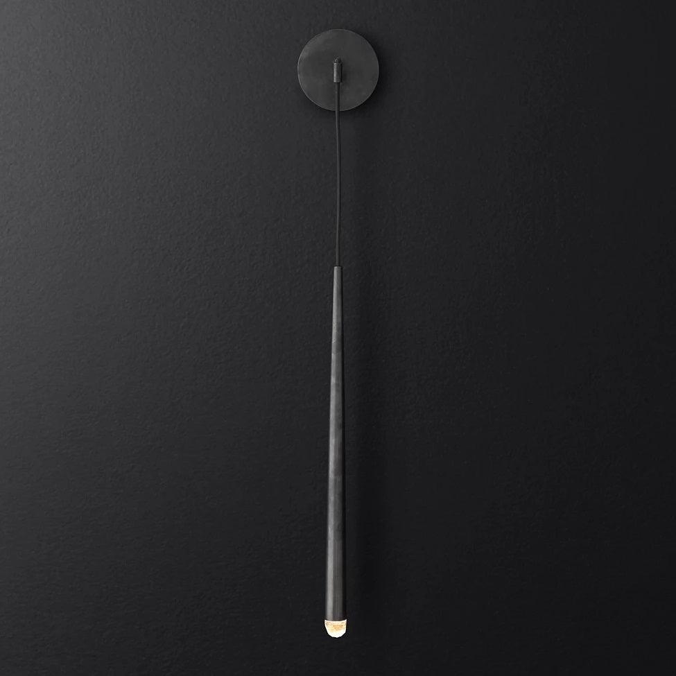Aplique de pared LED cónico de latón de 15 pulgadas, luz de lectura vertical, iluminación para pasillo, dormitorio, montaje de metal moderno y minimalista, acento decorativo