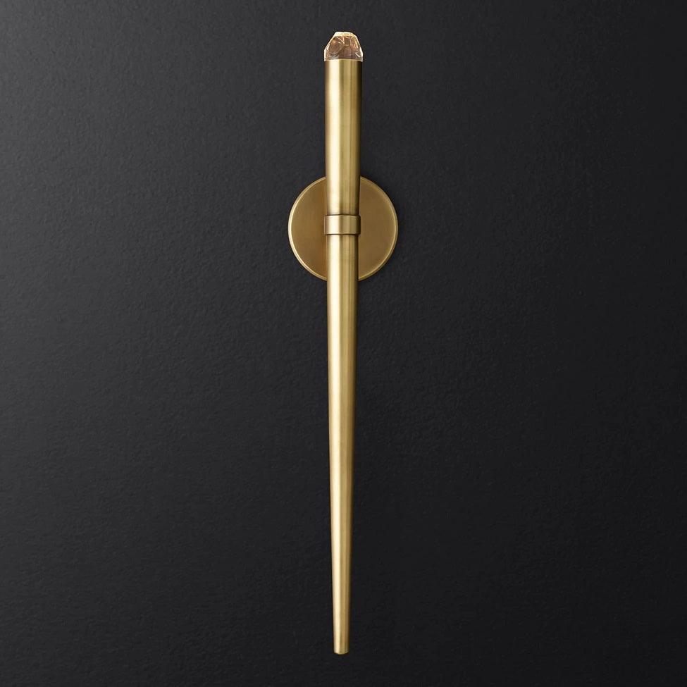 Aplique de pared LED cónico de latón de 15 pulgadas, luz de lectura vertical, iluminación para pasillo, dormitorio, montaje de metal moderno y minimalista, acento decorativo