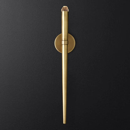 Aplique de pared LED cónico de latón de 15 pulgadas, luz de lectura vertical, iluminación para pasillo, dormitorio, montaje de metal moderno y minimalista, acento decorativo