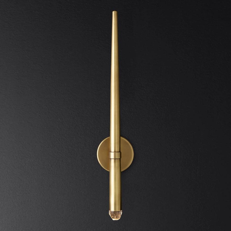 Aplique de pared LED cónico de latón de 15 pulgadas, luz de lectura vertical, iluminación para pasillo, dormitorio, montaje de metal moderno y minimalista, acento decorativo