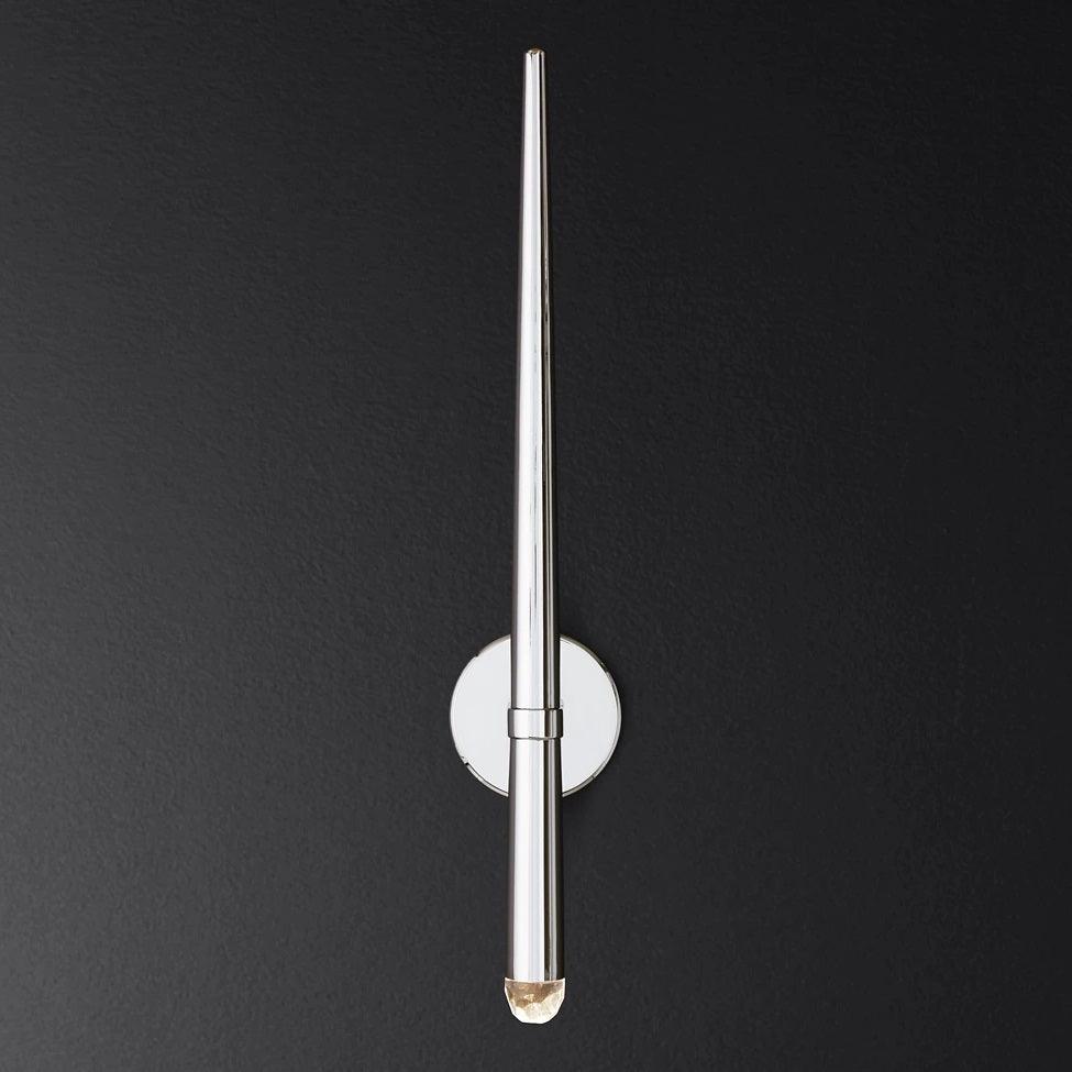 Aplique de pared LED cónico de latón de 15 pulgadas, luz de lectura vertical, iluminación para pasillo, dormitorio, montaje de metal moderno y minimalista, acento decorativo