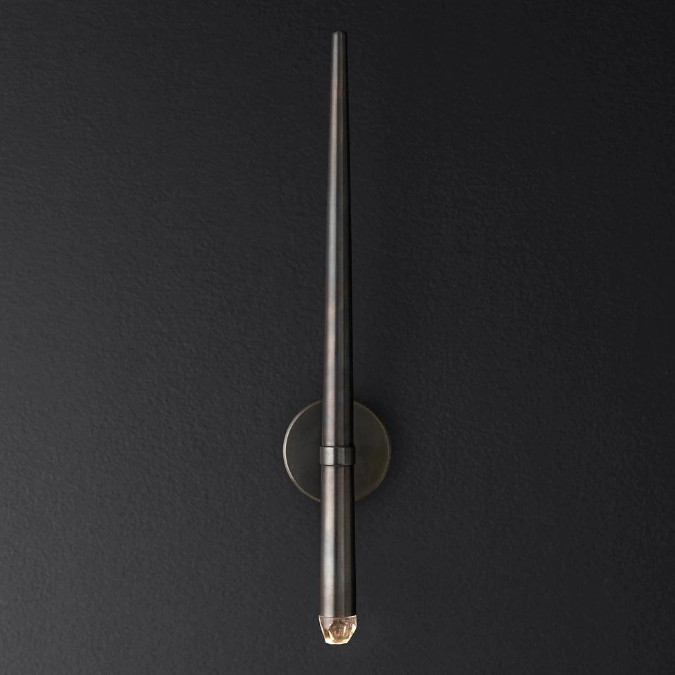 Aplique de pared LED cónico de latón de 15 pulgadas, luz de lectura vertical, iluminación para pasillo, dormitorio, montaje de metal moderno y minimalista, acento decorativo