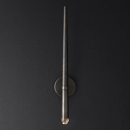 Aplique de pared LED cónico de latón de 15 pulgadas, luz de lectura vertical, iluminación para pasillo, dormitorio, montaje de metal moderno y minimalista, acento decorativo
