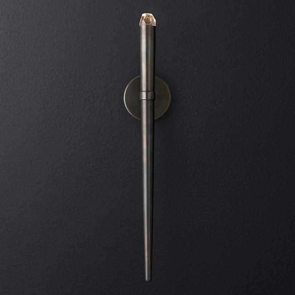 Aplique de pared LED cónico de latón de 15 pulgadas, luz de lectura vertical, iluminación para pasillo, dormitorio, montaje de metal moderno y minimalista, acento decorativo