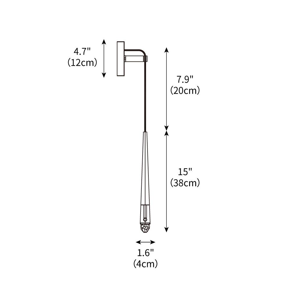 Aplique de pared LED cónico de latón de 15 pulgadas, luz de lectura vertical, iluminación para pasillo, dormitorio, montaje de metal moderno y minimalista, acento decorativo