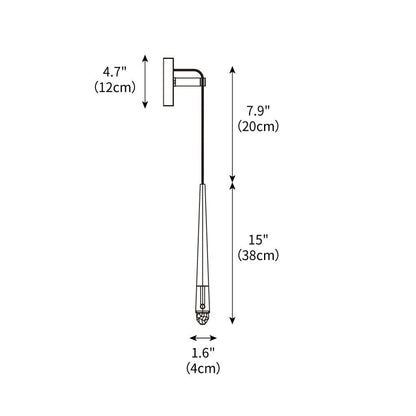 Aplique de pared LED cónico de latón de 15 pulgadas, luz de lectura vertical, iluminación para pasillo, dormitorio, montaje de metal moderno y minimalista, acento decorativo