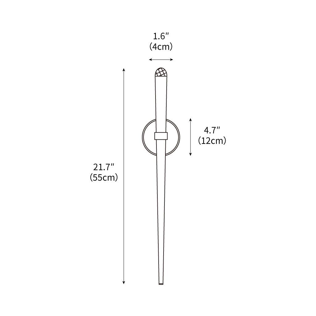 Aplique de pared LED cónico de latón de 15 pulgadas, luz de lectura vertical, iluminación para pasillo, dormitorio, montaje de metal moderno y minimalista, acento decorativo