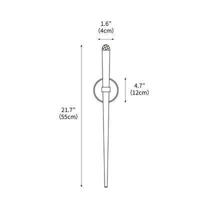 Aplique de pared LED cónico de latón de 15 pulgadas, luz de lectura vertical, iluminación para pasillo, dormitorio, montaje de metal moderno y minimalista, acento decorativo