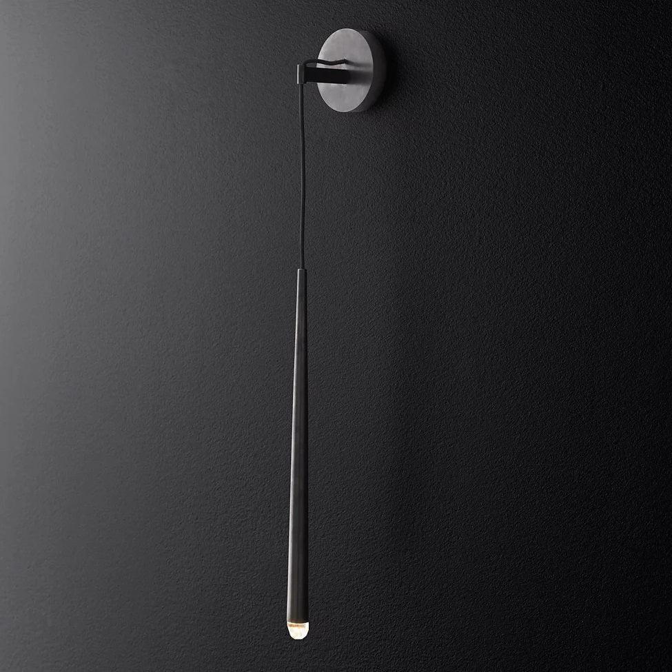 Aplique de pared LED cónico de latón de 15 pulgadas, luz de lectura vertical, iluminación para pasillo, dormitorio, montaje de metal moderno y minimalista, acento decorativo