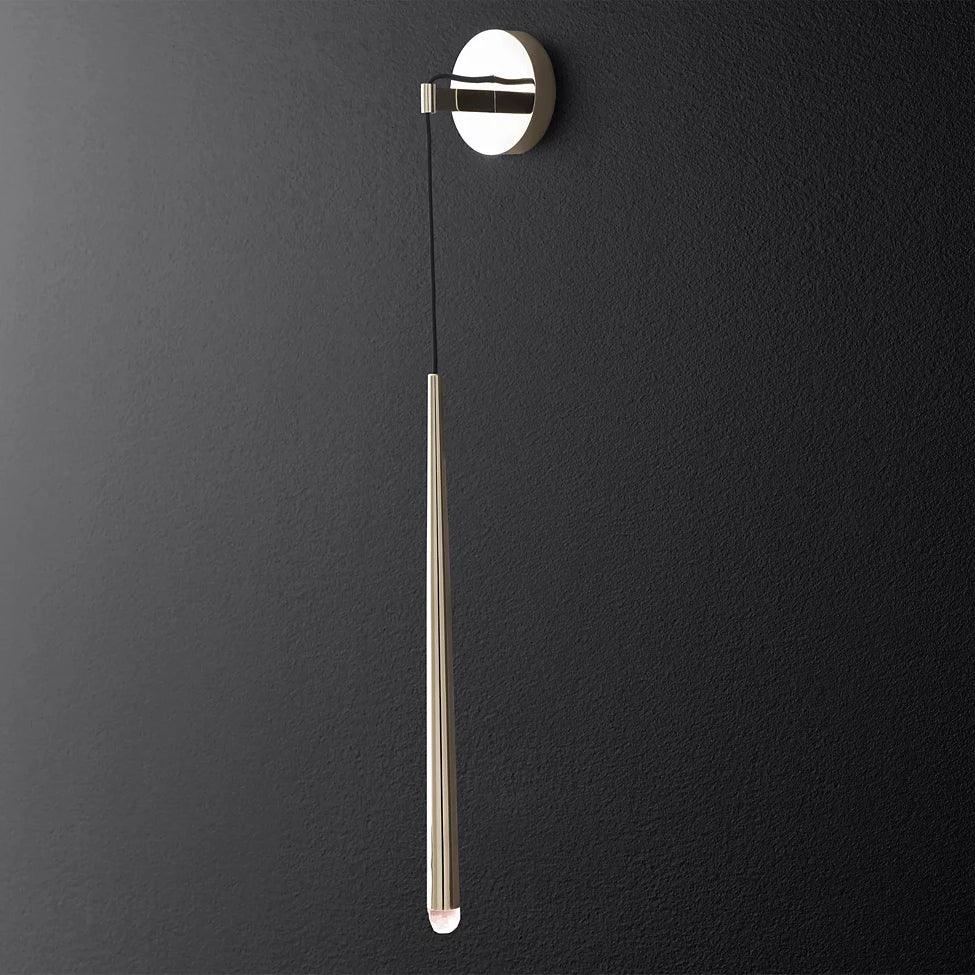 Aplique de pared LED cónico de latón de 15 pulgadas, luz de lectura vertical, iluminación para pasillo, dormitorio, montaje de metal moderno y minimalista, acento decorativo