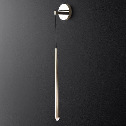 Aplique de pared LED cónico de latón de 15 pulgadas, luz de lectura vertical, iluminación para pasillo, dormitorio, montaje de metal moderno y minimalista, acento decorativo