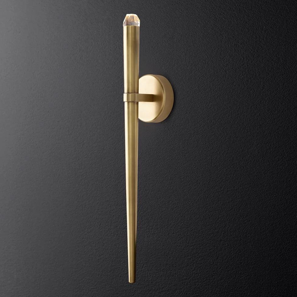 Aplique de pared LED cónico de latón de 15 pulgadas, luz de lectura vertical, iluminación para pasillo, dormitorio, montaje de metal moderno y minimalista, acento decorativo
