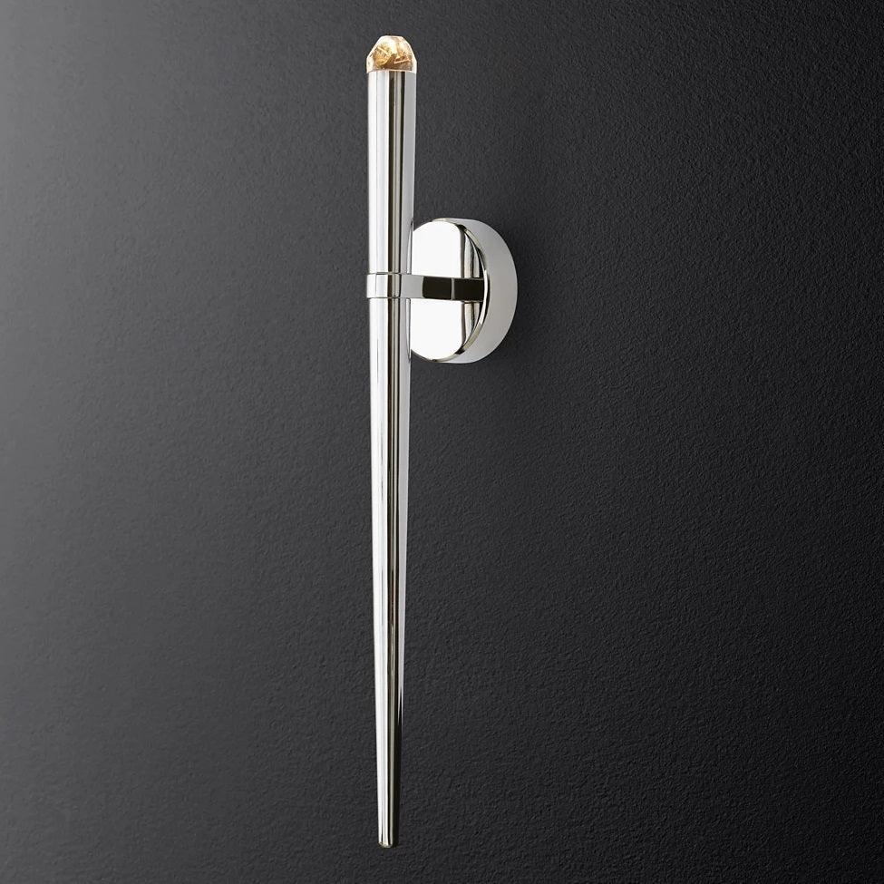 Aplique de pared LED cónico de latón de 15 pulgadas, luz de lectura vertical, iluminación para pasillo, dormitorio, montaje de metal moderno y minimalista, acento decorativo