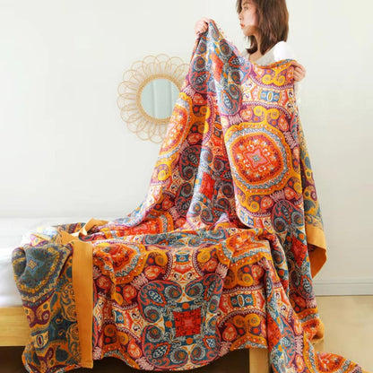 BreezeBoho Blanket - Reversible Cotton, Lightweight Design