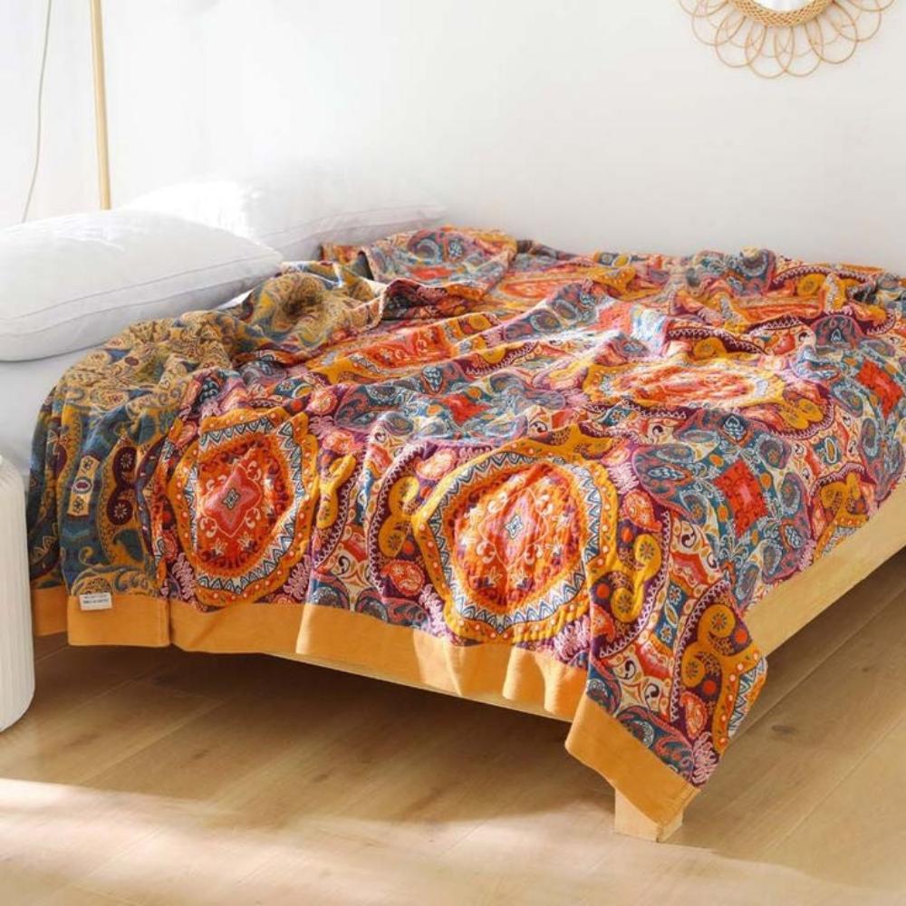 BreezeBoho Blanket - Reversible Cotton, Lightweight Design