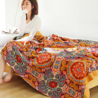 BreezeBoho Blanket - Reversible Cotton, Lightweight Design